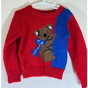 Vintage Red & Blue Children's Sweater Koala Bear Size 3T-4T